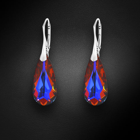 Sudraba auskari "Varavīksnes Kaskāde (Volcano)" ar Swarovski™ kristāliem